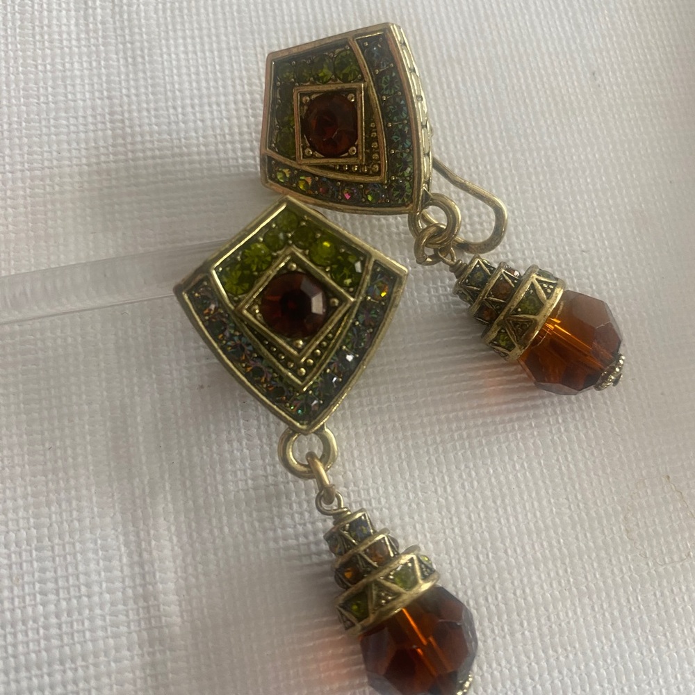 Heidi Daus Gold-tone and Crystal Earrings